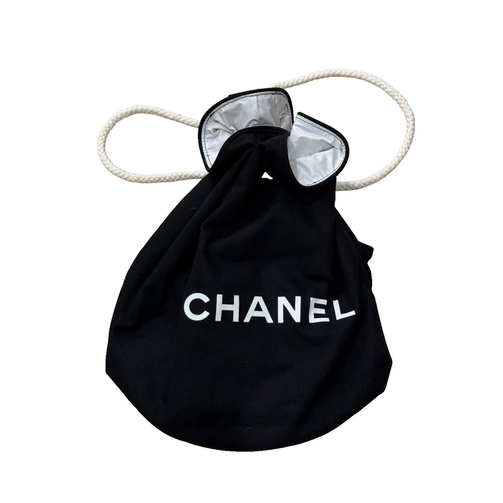 Vintage Chanel Parfum Promo Drawstring Backpack Bag Beach Pool Lined Cooler Bag - Picture 8 of 8